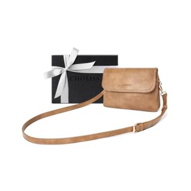 Imagem de CHOLISS Bolsa transversal pequena para mulheres, bolsa de celular de couro vegano, mini bolsa de viagem com alça ajustável, Caixa de presente - 02 marrom camelo