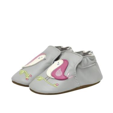 Imagem de Robeez Pantufas de berço unissex para bebês e meninas, sola macia, antiderrapante, para bebês e crianças, 0 a 24 meses, Cinza, 12-18 Months Toddler