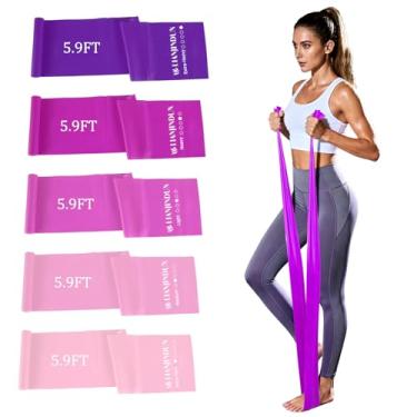 Imagem de Lianjindun 5 faixas de resistência profissionais. Sem látex, elástico, faixas de treino, faixas elásticas para malhar, mulheres ou homens, conjunto de faixas de exercícios para fisioterapia, ioga