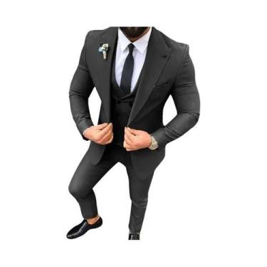 Imagem de Terno Slim Fit Masculino De 3 Peças Com Paletó De Um Botão, Colete E C