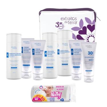 Imagem de Kit Aquaface Limpeza de Pele Completo + Fotoprotetor FPS 30 Aquaface + Disco de Algodao – Esfoliação Suave e Proteção Antienvelhecimento