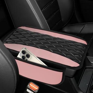 Imagem de wuyaoyao Capa de console central de carro, 30 cm x 19 cm à prova d'água de couro protetor de braço automotivo com bolsos laterais, almofada de descanso de braço de veículo elegante e confortável