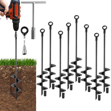 Imagem de COSDACE Âncora De Solo 18", Kit Para Serviço Pesado, Conjunto Balanços Com Chave Sextavada Em T Gazebos, Casas Móveis, Barracas Camping, Castelos Infláveis, Galpões, Trampolins, Abrigos Carros (Redo