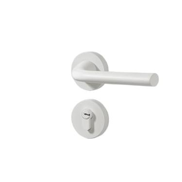 Imagem de BEGWVDJTP Fechadura de porta branca uma fechadura silenciosa para quarto fechadura interna para banheiro porta de madeira fechadura de porta de sala de casa dividida