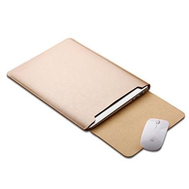 Imagem de Digong Bolsa de couro de microfibra para laptop Macbook Air/Pro capa de proteção à prova d'água à prova de desgaste bolsa para laptop Apple Air 13,3 polegadas (ouro) (ar 13,3 polegadas)