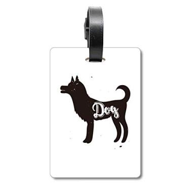 Imagem de Bolsa de mala de animal preta e branca com etiqueta para cartão de bagagem