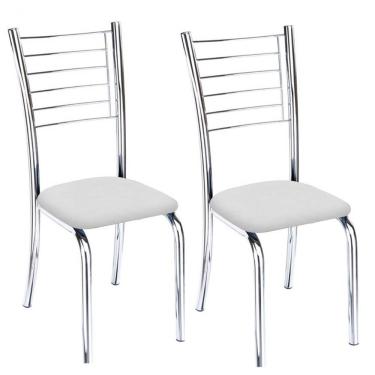 Imagem de Kit 2 Cadeiras Lara Cromada Para Cozinha Branco