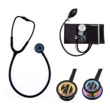 Imagem de Kit Esfigmomanômetro Pamed + Estetoscópio Eternity Luxo Bic (Preto Black Rainbow)