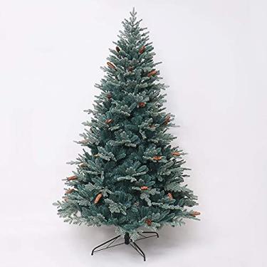 Imagem de ATHUAH ATHUAH Árvore de Natal articulada com pinhas, árvore de Natal de abeto artificial de luxo suporte de metal realista pontas de galhos decoração de férias de escritório - verde 240 cm / 8 pés