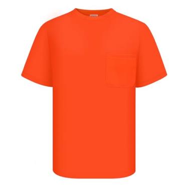Imagem de TCCFCCT Camisa de alta visibilidade Classe 3 Hi Vis para homens, camisas de trabalho de manga curta para homens, camisas de segurança para homens de construção, duráveis e respiráveis, DCNF-laranja G