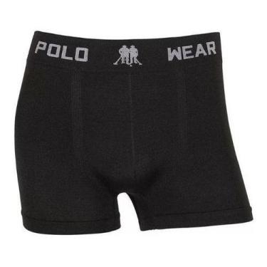 Imagem de Cueca Masculina Adulto Boxer Confortável Polo Wear Microfibra, Preto, 