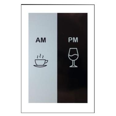 Imagem de Quadro Decorativo Am Pm com Moldura Branca e Vidro 30x20 Mdf Madeira A