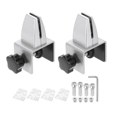 Imagem de PATIKIL Braçadeira de suporte para divisória de mesa de 4,6 x 3,3 x 5,3 cm, 2 peças de braçadeira de alumínio para divisória de mesa, suporte de proteção contra espirros para painel de mesa de