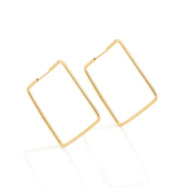 Imagem de Brincos Rommanel Argola Fina Quadrado Banhado Ouro18k 522198, Dourado