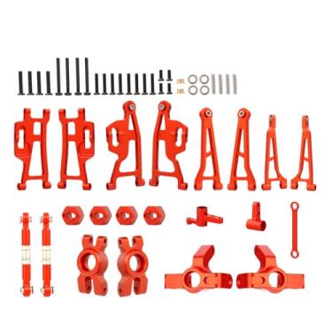 Imagem de NMNRC 6061 Aluminum Steering Bellcrank Blocks Front Rear Hub Carrier Suspension Arm Kit for Hyper go 1/14 14209 14210 Series Rc Car Upgrades Part Red