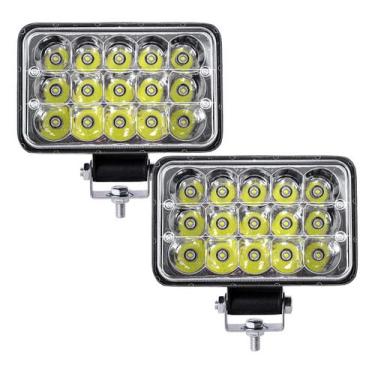 Imagem de Kit 2 Farol Milha Auxiliar 15led 45w 9v36v Retângulo Offroad - Briwax