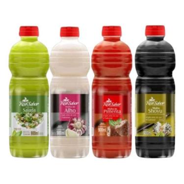 Imagem de Kit 4 Molhos Real Sabor 900ml Pimenta Alho Salada Shoyu - NoBrand