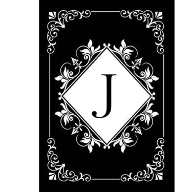 Imagem de Briarwood Lane Monograma preto e branco J bandeira de jardim dupla face
