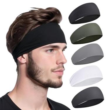 Imagem de Sunporx Faixa de cabeça esportiva unissex absorvente de suor e antiderrapante de alta elasticidade para corrida, ioga, academia, ciclismo, tênis, basquete, homens e mulheres