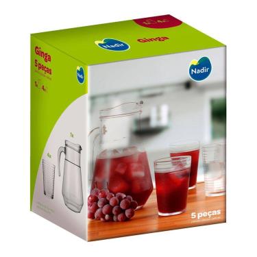 Imagem de Conjunto De Jarra E Copo Ginga 5 Peças Nadir Transparente