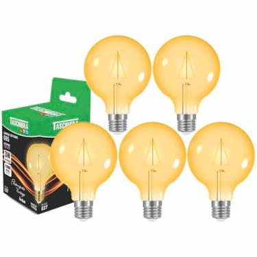 Imagem de Kit 5 Lâmpada Led Filamento Vintage G95 3w Âmbar Taschibra