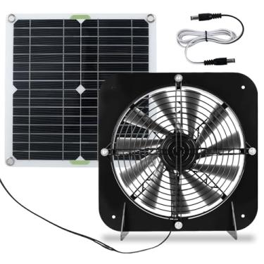 Imagem de LZVXTYM Kit de ventilador de painel solar, exaustor de 34,3 cm 100W à prova d'água, alimentado por energia solar, ventilador solar de galinha de resfriamento de alta eficiência de 3000 rpm, ventilador