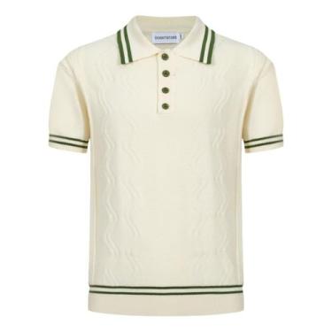 Imagem de Camisa polo OXKNIT tricotada com gola de lança vintage dos anos 60 Mod