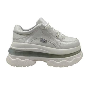 Imagem de Sapatilhas, chinelo, plataforma branca, couro envernizado, 7 cm - Ligh