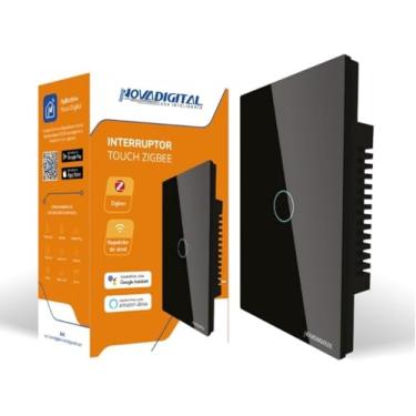 Imagem de Interruptor Inteligente ZigBee 1, 2, 3 ou 4 Botões Touch Compatível Tuya Smart Life Alexa e Google Assistent - Novadigital (1 Botão, Preto)