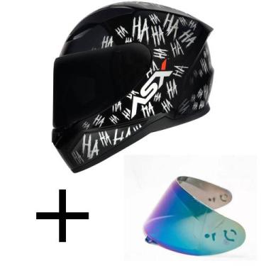 Imagem de Capacete ASX City Fun Preto e Branco Mais Viseira Camaleão, 56