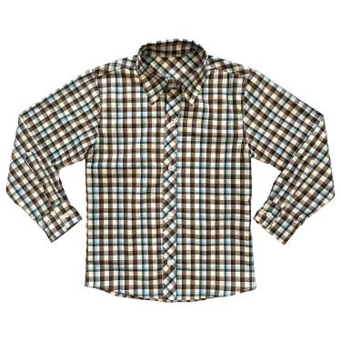 Imagem de Camisa Juvenil Look Jeans Manga Longa Xadrez - 12 - MARROM-Masculino