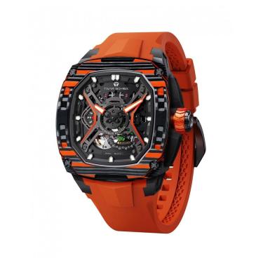 Imagem de TSAR BOMBA Relógio Mecânico de Luxo Masculino com Caixa em Fibra de Carbono, Pulseira de Borracha Fluorada e Resistência à Água 5ATM