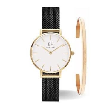Imagem de Relógio Feminino Preto Delicado 32mm + Bracelete New Port-Feminino