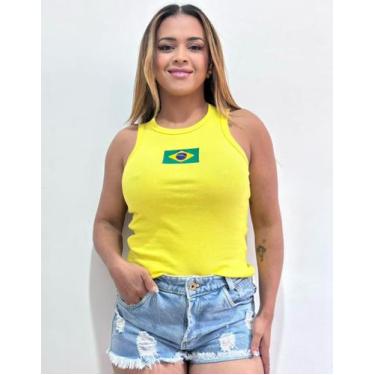 Imagem de Blusa Feminina Regata Canelada Da Copa Brasil, Único, Amarelo