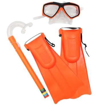 Imagem de Kit de Mergulho Infantil Snorkel com Máscara e Nadadeiras BEL - Laranj