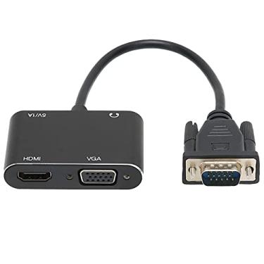 Imagem de VGA para HDMI, VGA macho para HDMI fêmea, adaptador fêmea VGA com cabo de áudio, Plug and Play, transmissão estável, bom desempenho, para computador, desktop, laptop, PC, monitor