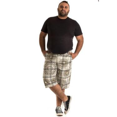 Imagem de Bermuda Masculina Bolso Faca Sarja Estampada Plus Size 10703 - Konciny