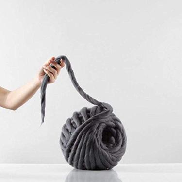 Imagem de 100% lã grossa fio gigante volumoso roving fio quente macio tricô lã merino crochê tecelagem DIY cobertor artesanal decoração de casa, cinza profundo, 500 g