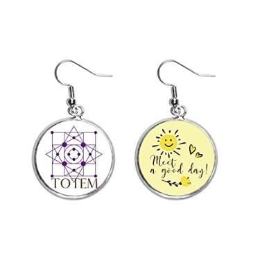 Imagem de Brinco de flor de sol quadrado de linha central circular joia moderna