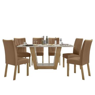 Imagem de Mesa de Jantar 170x90 com 6 Cadeiras Apogeu - Móveis Lopas