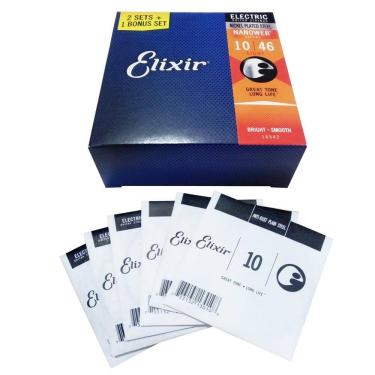 Imagem de Encordoamento Guitarra 010 Light Pack Jogo de Cordas Leve 3 Pague 2 - ELIXIR