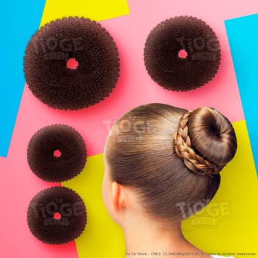 Imagem de Acessório Rosquinha Donut Para Fazer Coque Bailarina Cabelo 3 Tamanhos P M G Cor Castanho Marrom 4 unid
