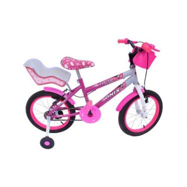 Imagem de Bicicleta Aro 16 Fem Onix Com Cadeirinha P/Boneca Cor Pink