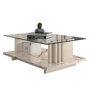 Imagem de Mesa de Centro para Sala Frizz C/ Tampo de Vidro