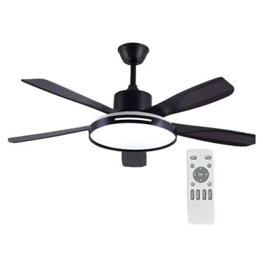 Imagem de Ventiladores De Teto Silenciosos Com Luzes, Ventilador De Teto Moderno Com Controle Remoto, Ventilador De Teto Com Lâminas, Para Ambientes Internos E Externos (Color : Black 2, Size : 42in)