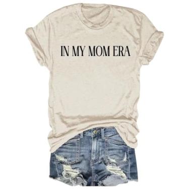 Imagem de Camiseta para mamãe feminina Mom Life Graphic Tees Casual Cute Mother's Day Tops for Mommy, Bege - 2, M