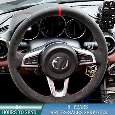 Imagem de JEZOE Capa de volante de carro personalizada costurada à mão de couro, para Mazda MX-5 MX5 2016 2017 2018 2019 2020 Acessórios do carro