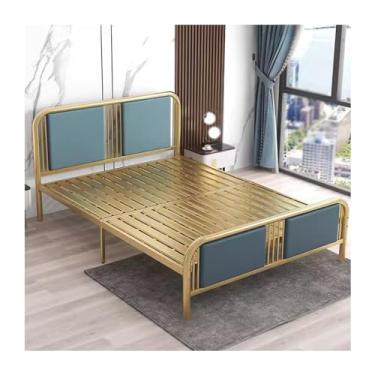 Imagem de Estrutura De Cama Queen Dourada, Estrutura De Cama De Metal Tamanho Queen Com Espaço De Armazenamento, Armações De Cama Queen Sem Ruído, Robustez (Color : Gold 2, Size : 59x74in)