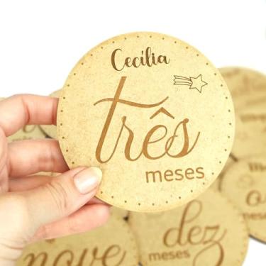 Imagem de Kit de Plaquinhas Mesversário para Fotos de Bebês, Personalizado com o Nome - MDF com Gravação à Laser