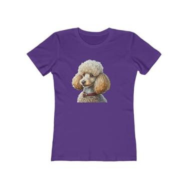 Imagem de Poodle padrão #2 - Camiseta feminina slim fit algodão torcido, Roxo liso, P